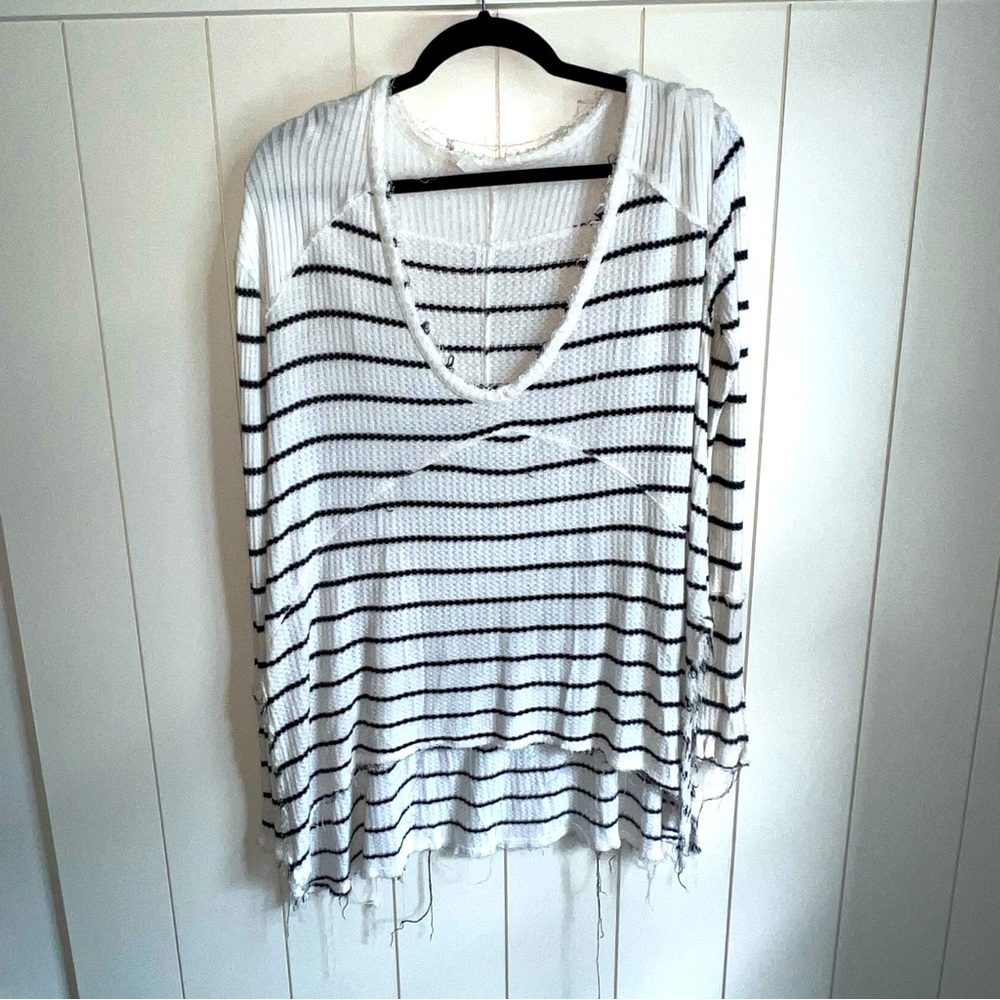 Free People distressed scoop neck top